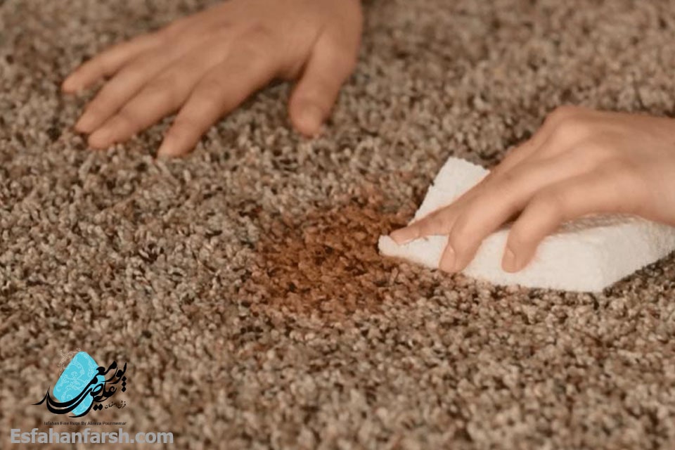 استفاده از آب گرم برای پاک کردن عسل از روی فرش